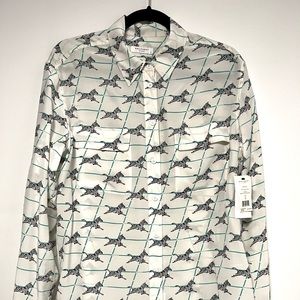 Equipment Button-down Zebra Silk Dress/Casual Shirt